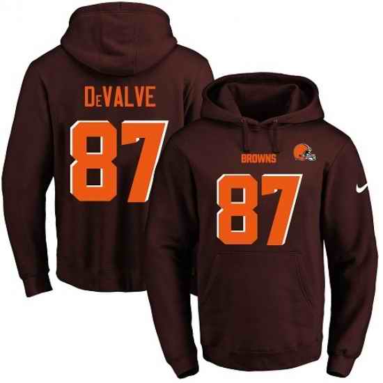 NFL Mens Nike Cleveland Browns 87 Seth DeValve Brown Name Number Pullover Hoodie
